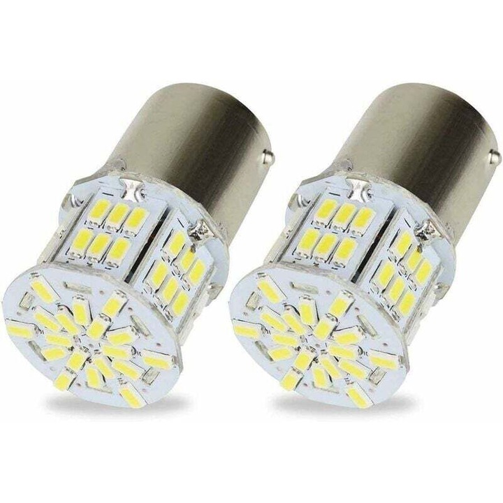 2 db LED izzó készlet 1156 BA15S P21W, 54 SMD, fehér, 12V