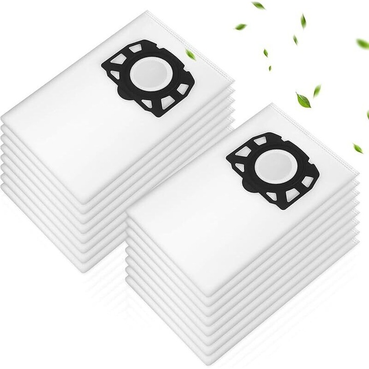 Set 16 saci aspirator KFI 357 pentru Karcher, filtrare 99.99%, alb, 28x25x10cm