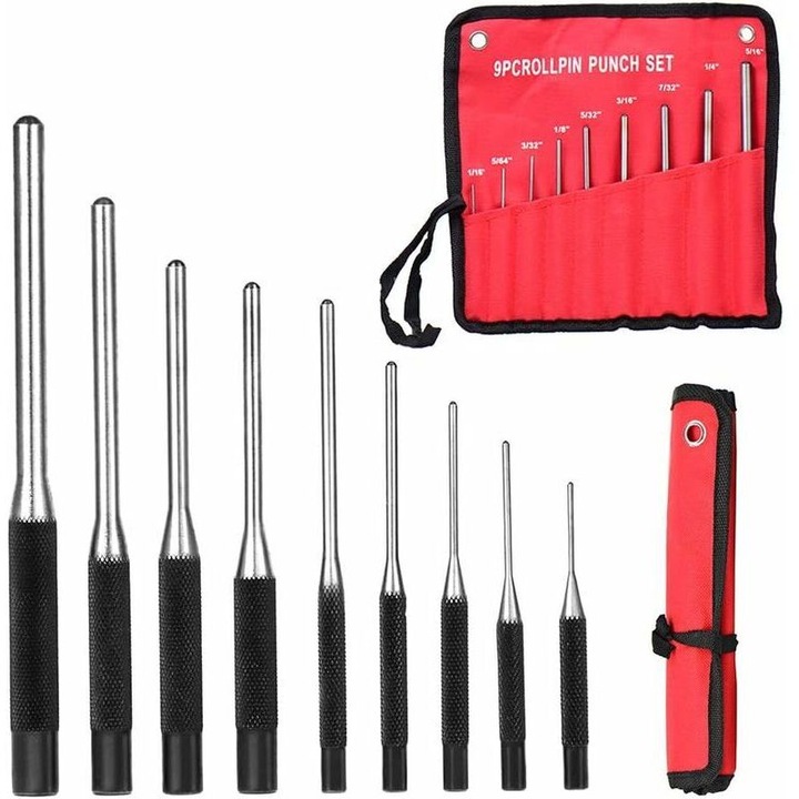 Set de 9 ciocane pentru indepartarea pinilor, otel rezistent, dimensiuni variate