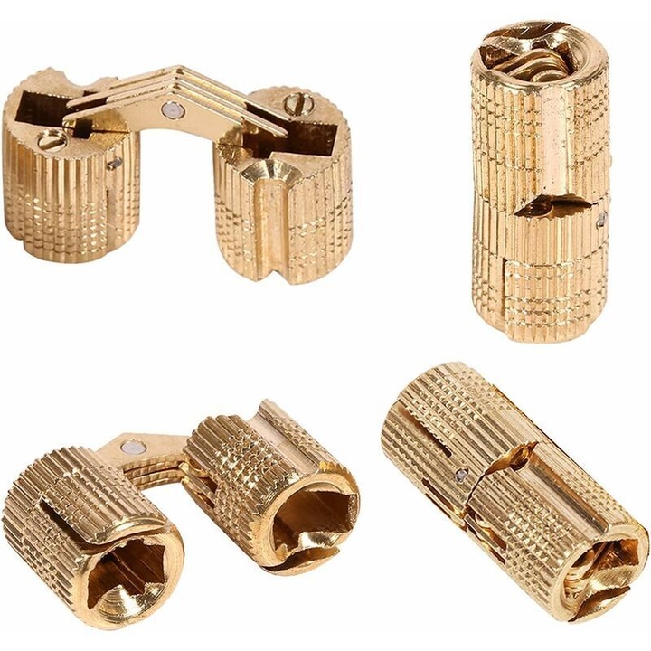 Rejtett hengeres zsanérok, aranyozott réz, 10x22mm, 2 db-os készlet