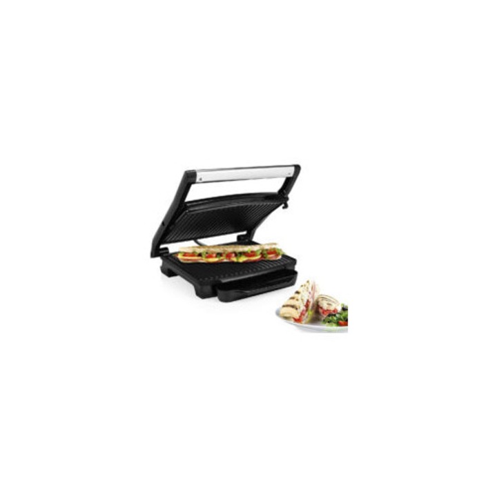 Gratar electric, 2000W, 30x24cm, negru si inox, placi antiaderente, set de 2 bucati