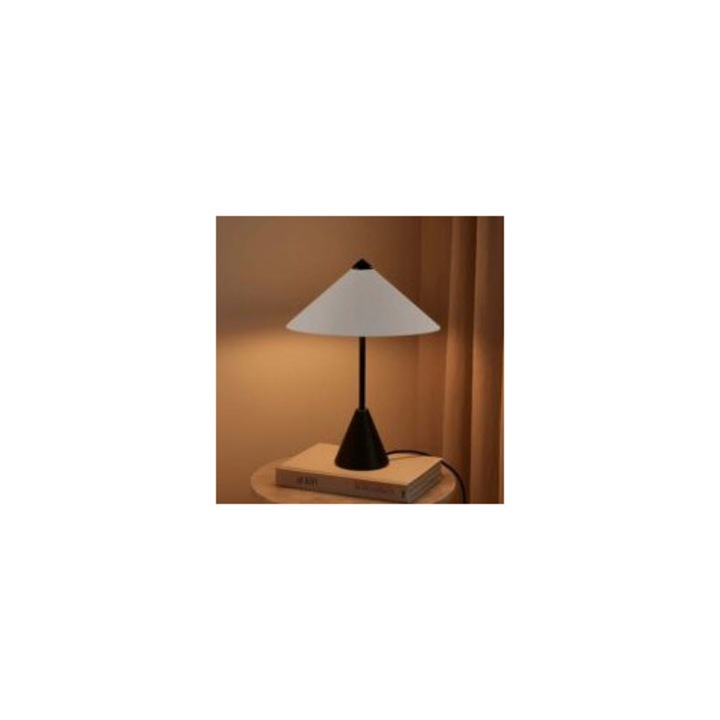 Veioza metalica, inaltime 35.8cm, diametru 27cm, negru/gri, 2 surse de lumina, cablu 168.5cm