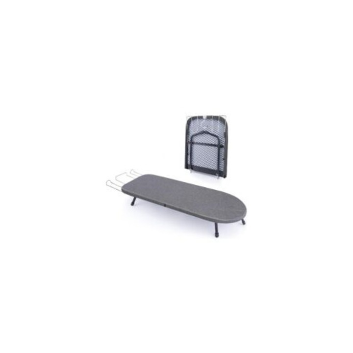 Set masa de calcat portabila, 81.3x30.5x15.2 cm, cu suport pentru fier, gri/negru, capacitate 8.5 kg
