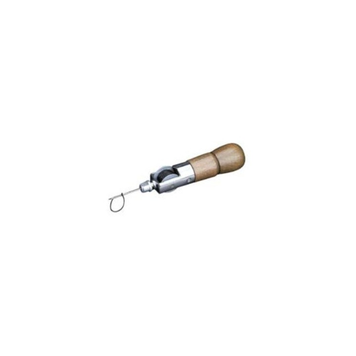 Masina de cusut manuala din piele, 135mm, din otel si lemn, set pentru cusut piele