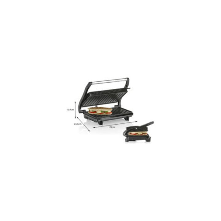 Gratar electric GR-2846, 700W, negru, 2 placi, dimensiuni 29x24.4x10.9cm