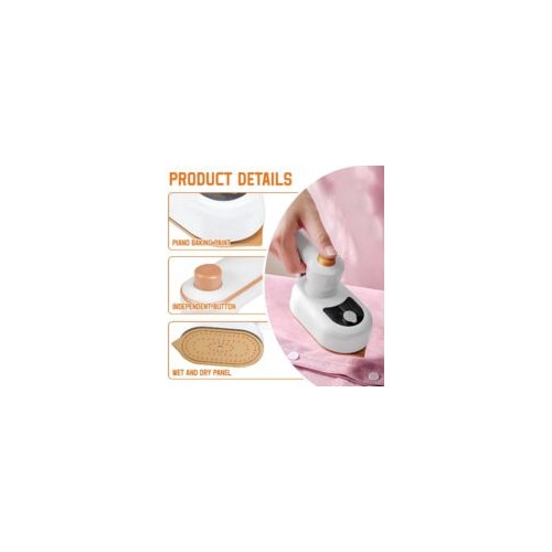 Fier de calcat portabil, mini fier pliabil, 2 in 1, abur, rotire 180°, cu cana de masurare si suport rezistent la caldura