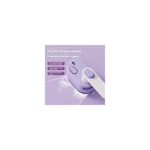 Fier de calcat mini, 1000 W, portabil, rezervor de apa transparent, alb-violet