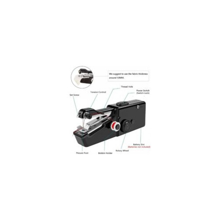 Masina de cusut portabila, 4 tipuri de cusaturi, accesorii incluse, 1.8 mm, usoara si compacta