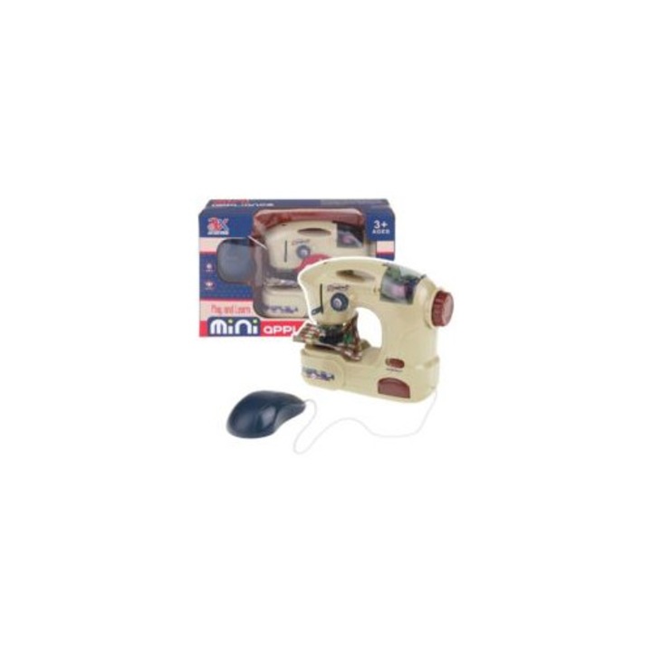 Masina de cusut pentru copii, set cu accesorii, efecte sonore, 16x7x16cm