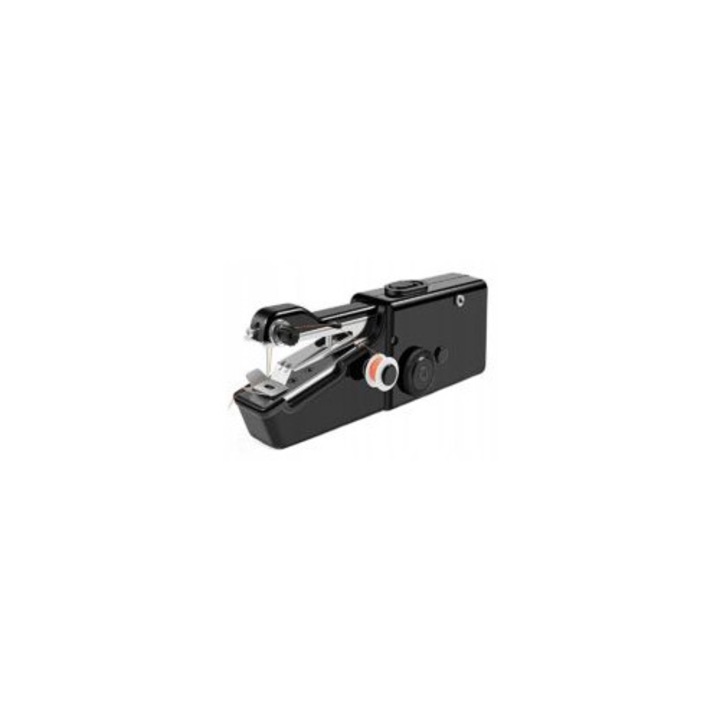Masina de cusut portabila, model EL121, multifunctionala, neagra, alimentata cu 4 baterii AA (bateriile nu sunt incluse)