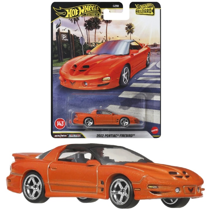 Количка Hot Wheels Boulevard 2002 Pontiac Firebird, 1:64, премиум детайли, 3+ години