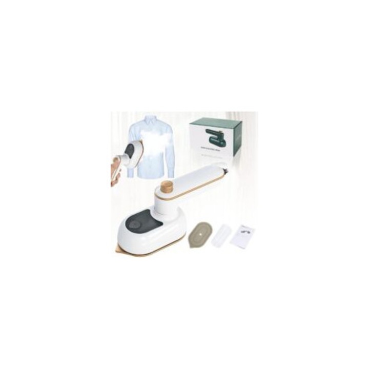 Fier de calcat portabil, mini fier cu abur, 50ml rezervor apa, 170C, 11.5x6.2x8.4cm, alb