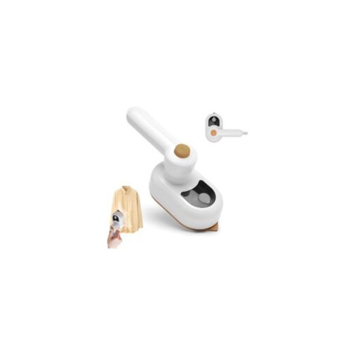 Fier de calcat mini, 2 in 1, portabil, design compact, rezervor apa 50ml, pentru acasa si calatorii