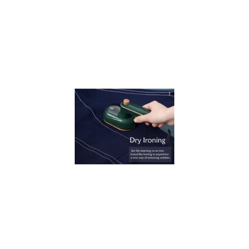 Fier de calcat mini portabil, functie spray, uscat si umed, 150C, 50ml, verde