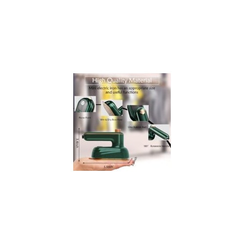 Fier de calcat mini portabil, functie spray, uscat si umed, 150C, 50ml, verde