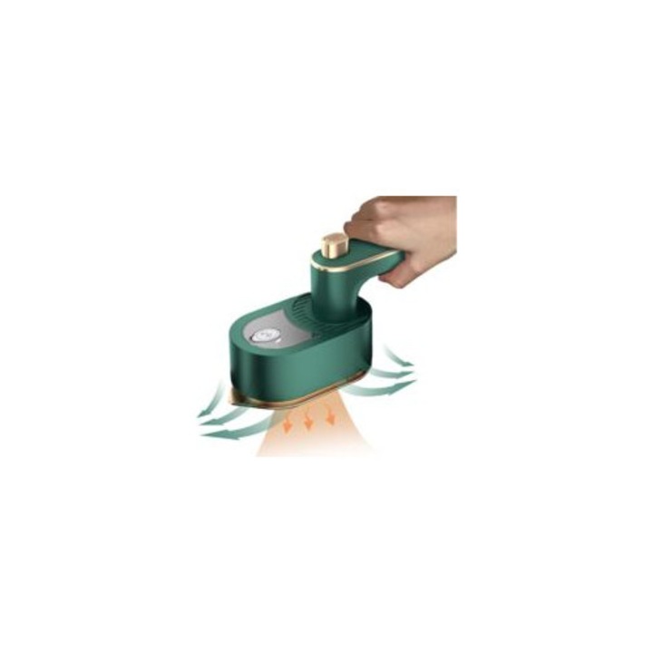 Fier de calcat mini portabil cu abur, 150C, placuta din titan, 50ml, verde