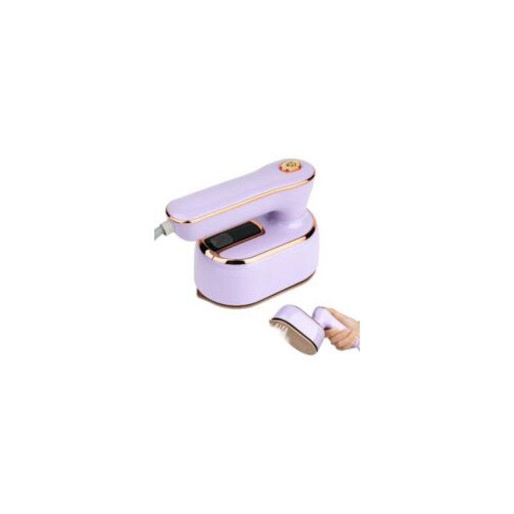 Fier de calcat mini, 1000W, abur, design pliabil, 20 secunde incalzire, mov