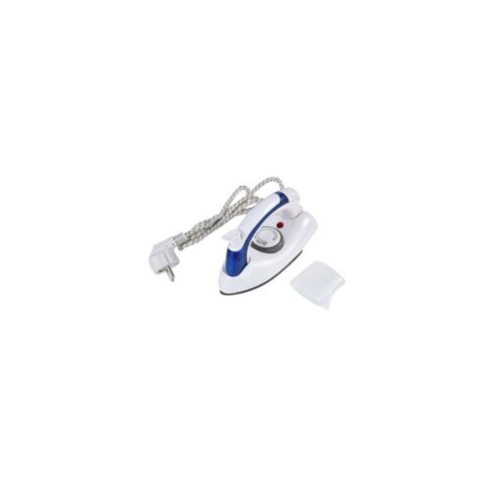 Fier de calcat cu abur portabil, multifunctional, alb-albastru, 17.7x9.5x7.5cm