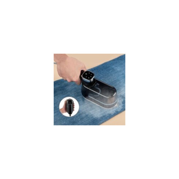 Fier de calcat portabil, ceramic, pliabil, 7 bari, 20 g/min, negru, 180 ml