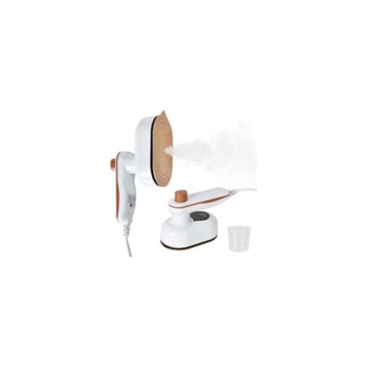 Fier de calcat mini portabil, 2 in 1, abur, compact, 15 secunde incalzire, pentru acasa si calatorii, dimensiuni reduse