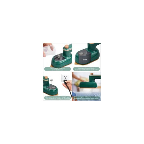 Fier mini cu abur, verde, 50ml rezervor apa, 112x60mm placuta, incalzire rapida