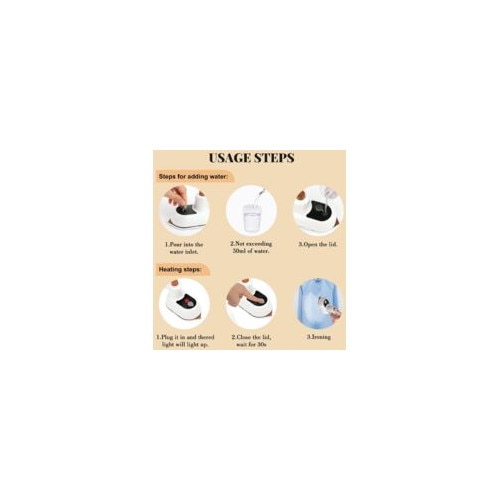 Fier de calcat mini, 2 in 1, portabil, cu rezervor de apa de 50ml, design compact