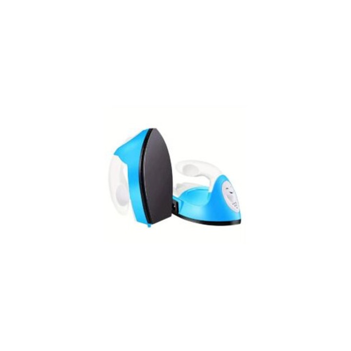 Fier de calcat mini, portabil, pentru imbracaminte, incaltaminte, genti, palarii, albastru, dimensiuni compacte