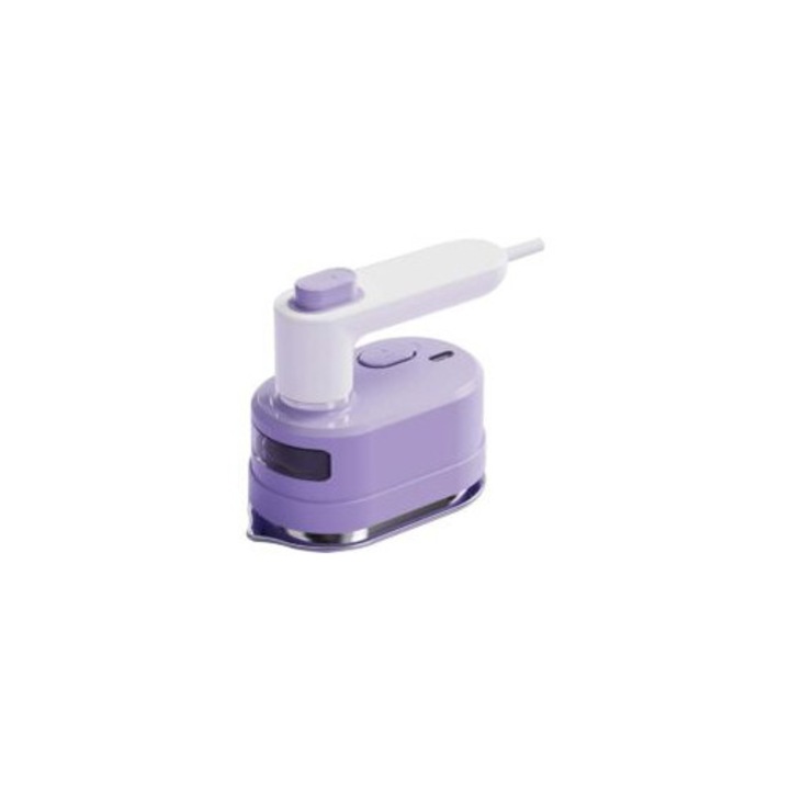 Fier de calcat mini, 1000W, 180° pliabil, rezervor de apa transparent, alb-violet