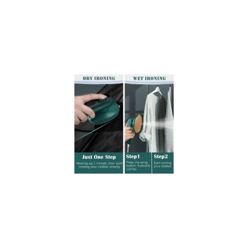 Fier de calcat mini portabil cu abur, 2 in 1, placuta din titan, rezervor 80ml, compact