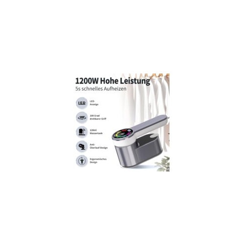 Fier de calcat portabil 2 in 1, 1200W, rezervor apa 120ml, dimensiuni 18.5x7x9.8cm, utilizare calatorie si acasa