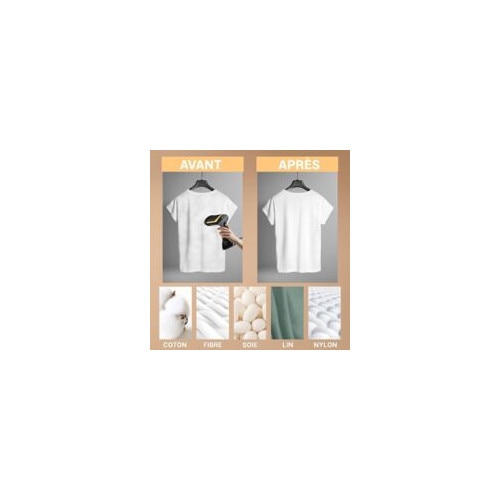 Aparat de calcat cu abur 1500W, 300ml, design portabil, pentru haine si draperii, roz aurie