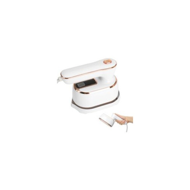 Fier de calcat cu abur mini, 1000W, capacitate rezervor 100ml, alb, portabil, pliabil