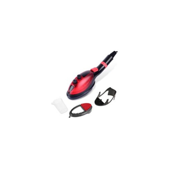Fier de calcat vertical, 1000W, 220ml, 3 setari de temperatura, rosu inchis, set complet