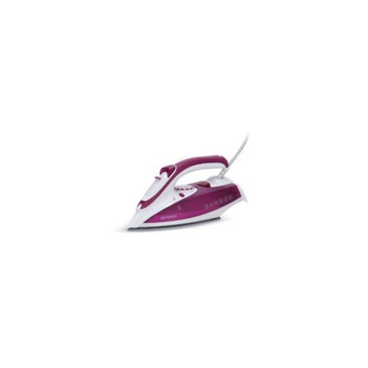 Fier de calcat cu abur, 2400 W, alb si roz, capacitate rezervor 200 ml, 30x13.5x16.5 cm