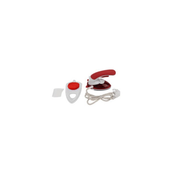 Fier de calcat portabil cu abur, 3 setari de temperatura, rosu, 672g, set complet