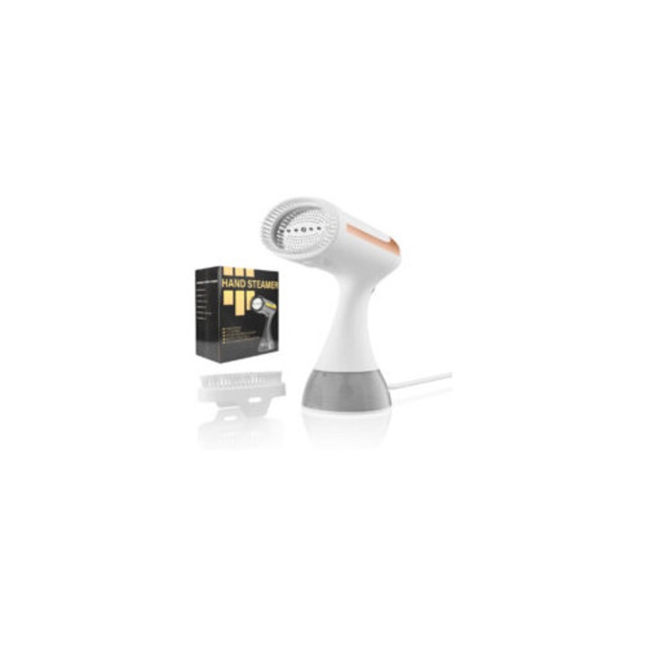 Aparat de calcat cu abur 1500W, 300ml, design portabil, pentru haine si draperii, roz aurie