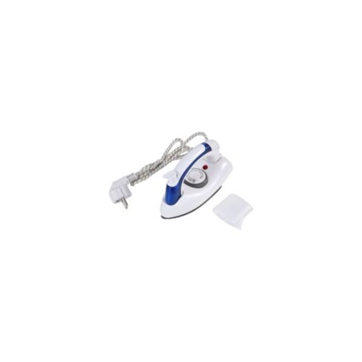 Fier de calcat portabil, multifunctional, cu control al temperaturii, alb-albastru, 17.7x9.5x7.5cm