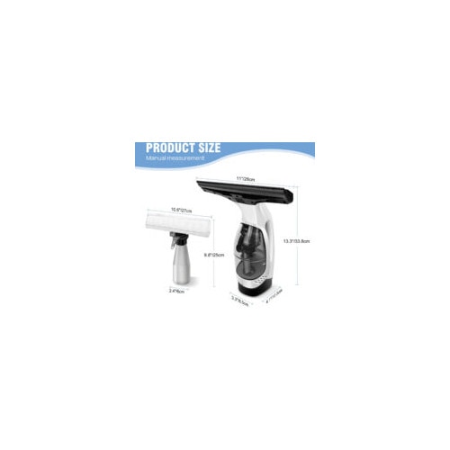 Aspirator de fereastra fara fir, 3.6V, 28 cm, set cu sticla de spray si laveta, multicolor