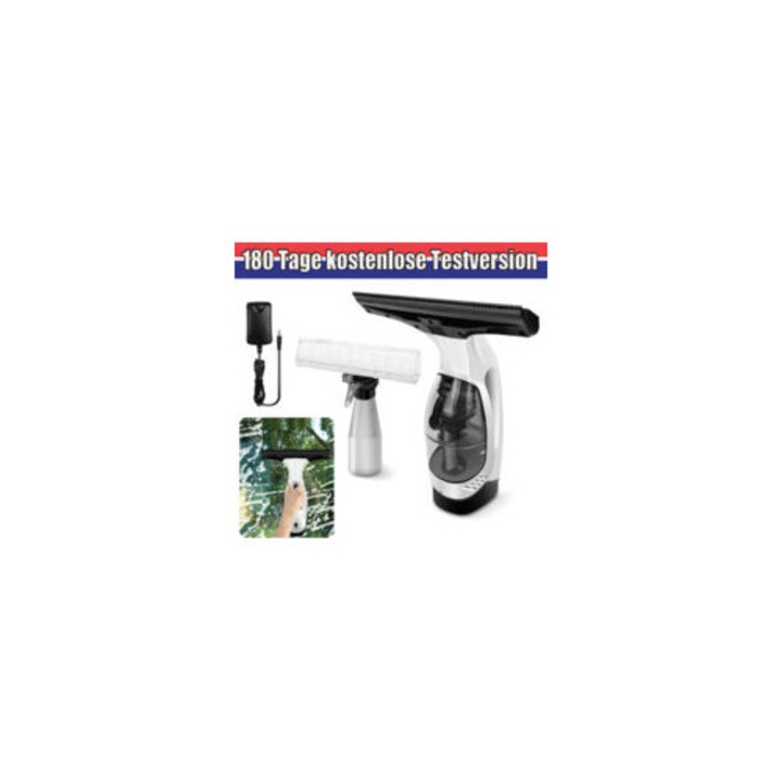 Aspirator de fereastra fara fir, 3.6V, 28 cm, set cu sticla de spray si laveta, multicolor