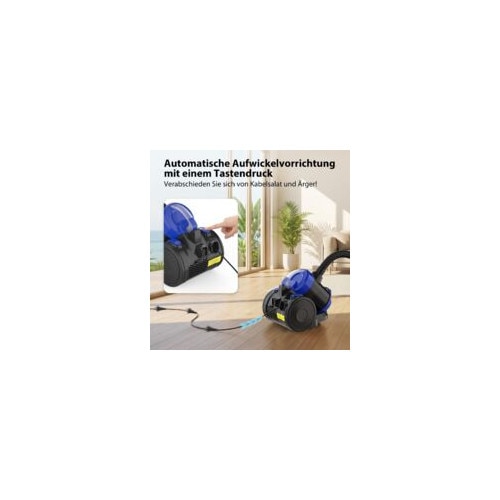 Aspirator cilindric 3600W, 1.5L, 2-in-1 duza, filtru anti-alergen, fara sac, usor, compact