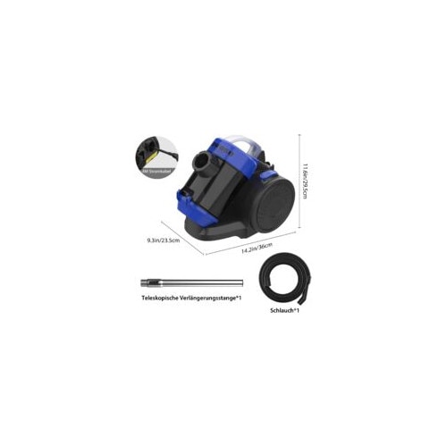 Aspirator cilindric 3600W, 1.5L, 2-in-1 duza, filtru anti-alergen, fara sac, usor, compact