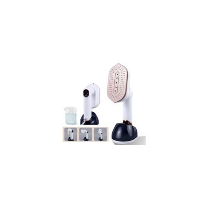 Fier de calcat portabil 1200W, aparat de calcat vertical 2 in 1, placuta de abur metalica, alb, capacitate 230ml