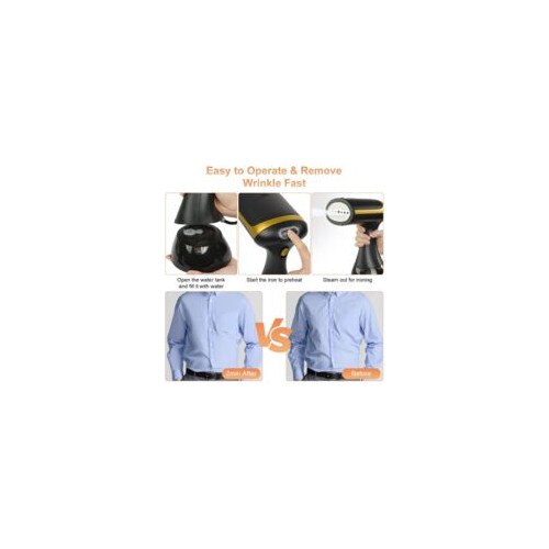 Fier de calcat vertical portabil, 1500W, rezervor apa 300ml, abur rapid, negru