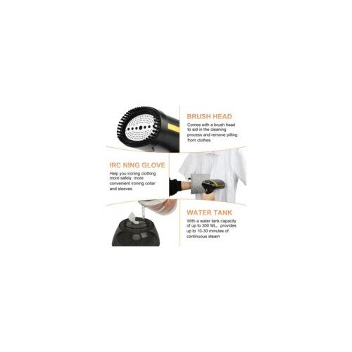 Fier de calcat vertical portabil, 1500W, rezervor apa 300ml, abur rapid, negru