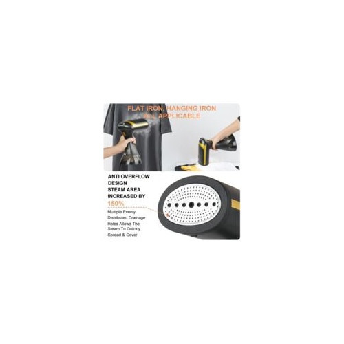 Fier de calcat vertical portabil, 1500W, rezervor apa 300ml, abur rapid, negru