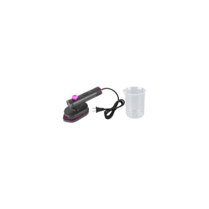 Fier de calcat portabil, 2 moduri, functie de calcare rapida, gri, 110-240V, set cu suport de calcat si cana de masurare