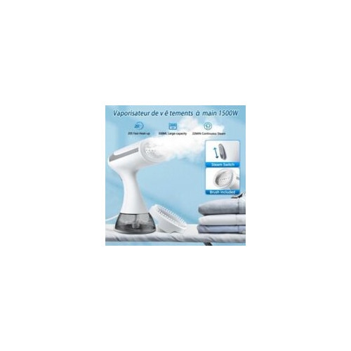 Fier de calcat cu abur portabil 1500W, rezervor 300ml, timp de incalzire 30 secunde, utilizare continua 22 minute, design ergonomic