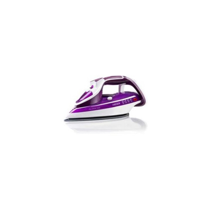 Fier de calcat cu abur, 2600 W, talpa ceramica, violet, alb, 2.2 m, set functii abur