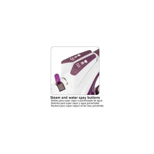 Fier de calcat cu abur, 2600 W, talpa ceramica, violet, alb, 2.2 m, set functii abur