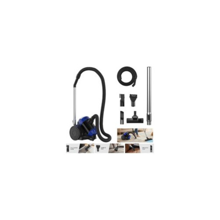 Aspirator cilindric 3600W, 1.5L, 2-in-1 duza, filtru anti-alergen, fara sac, usor, compact